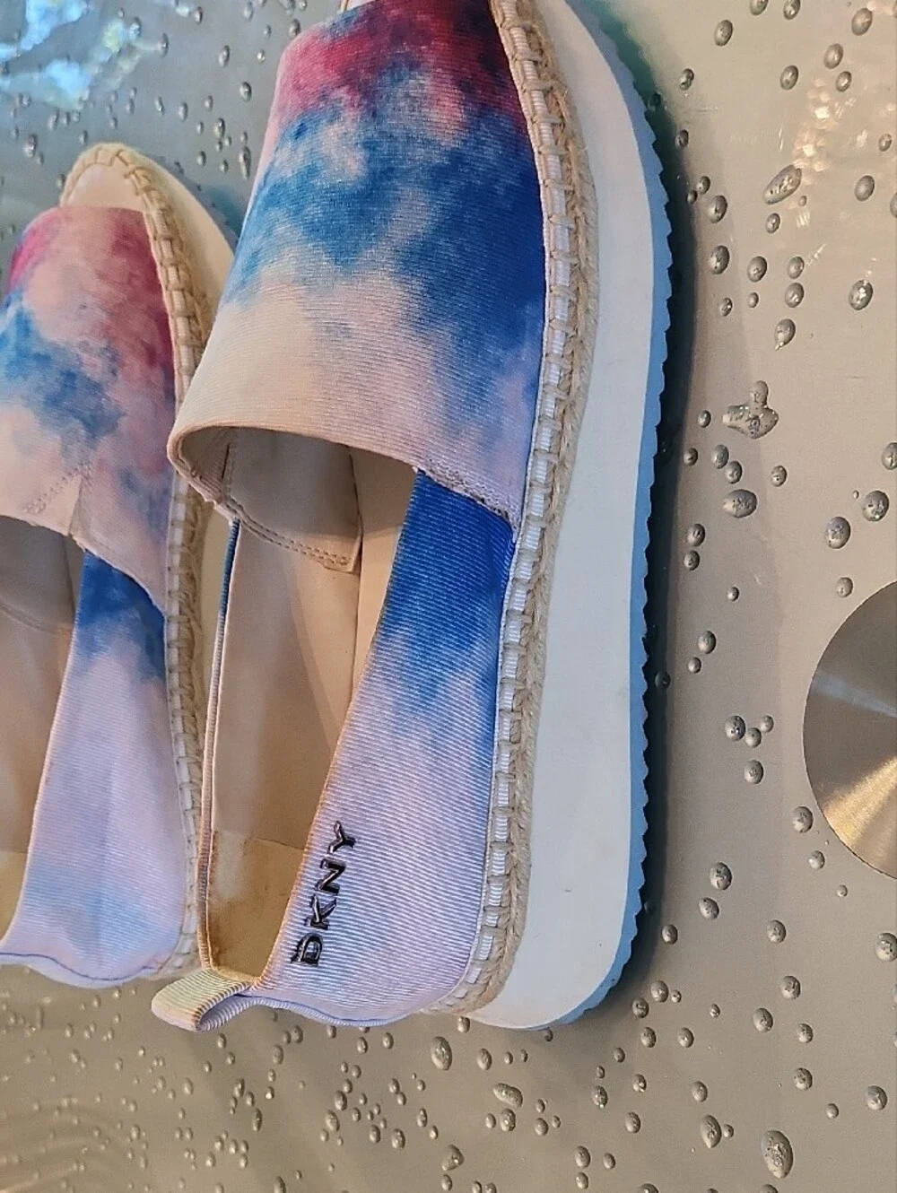 DKNY Blue & Pink Tie-Dye Slip-On Espadrilles